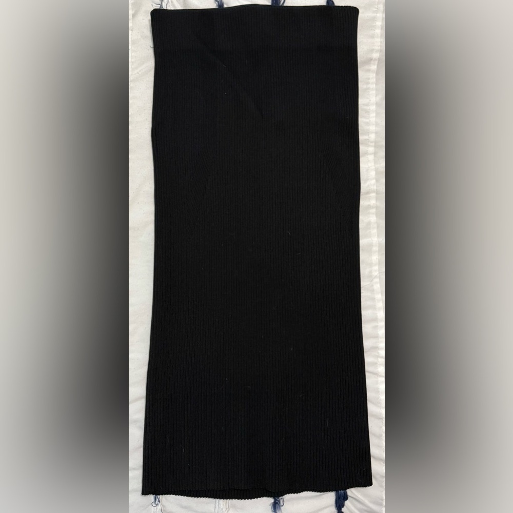 Express Black fitted Midi Ribbed Pencil Skirt